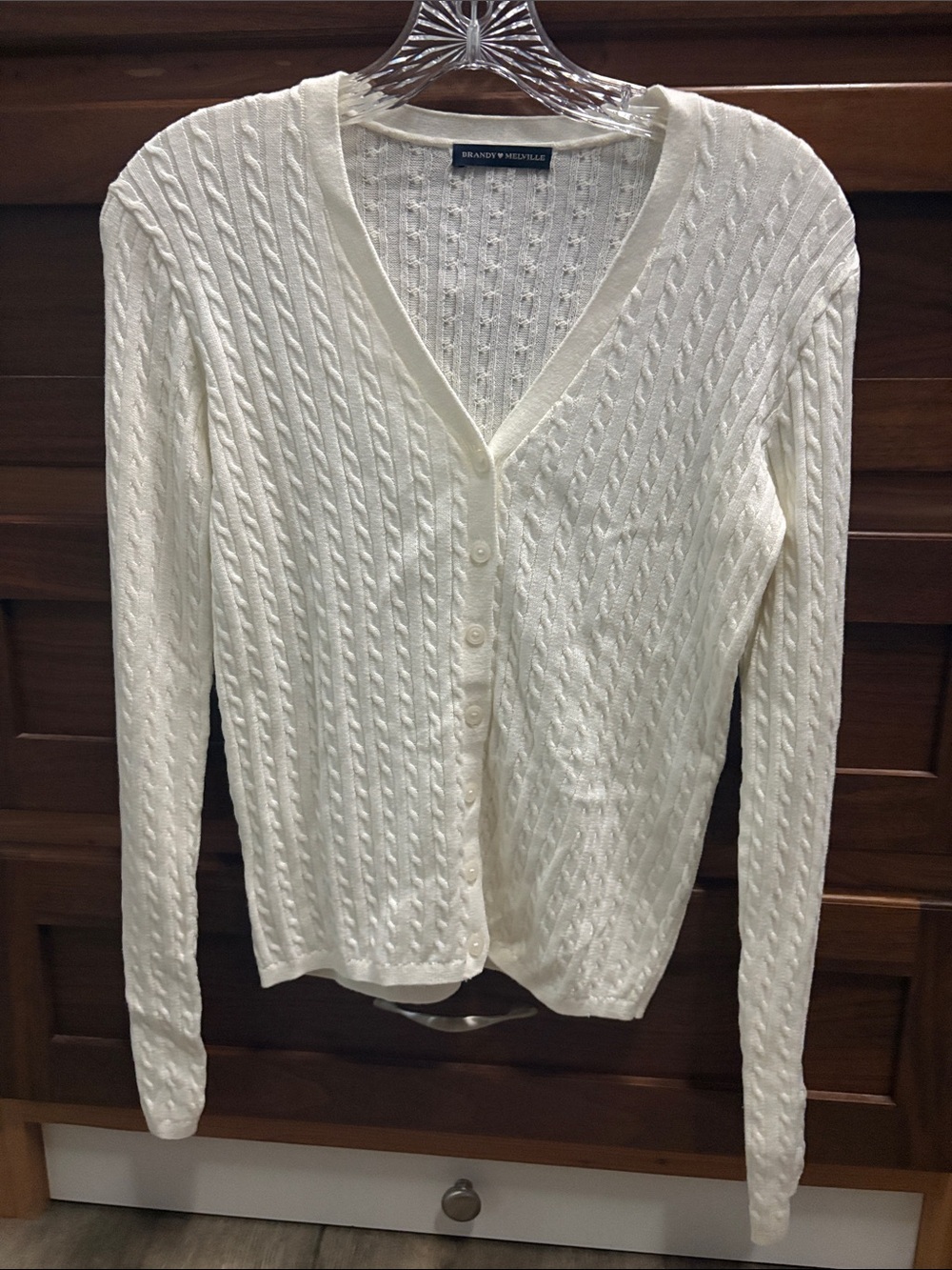 Brandy Melville NWOT Off-White Cable Knit V-Neck Cardigan